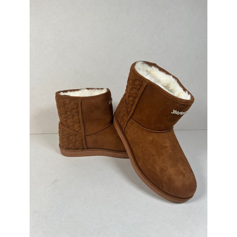 Womens 8 Brown soft Juicy couture comfy boots Kave faux suede